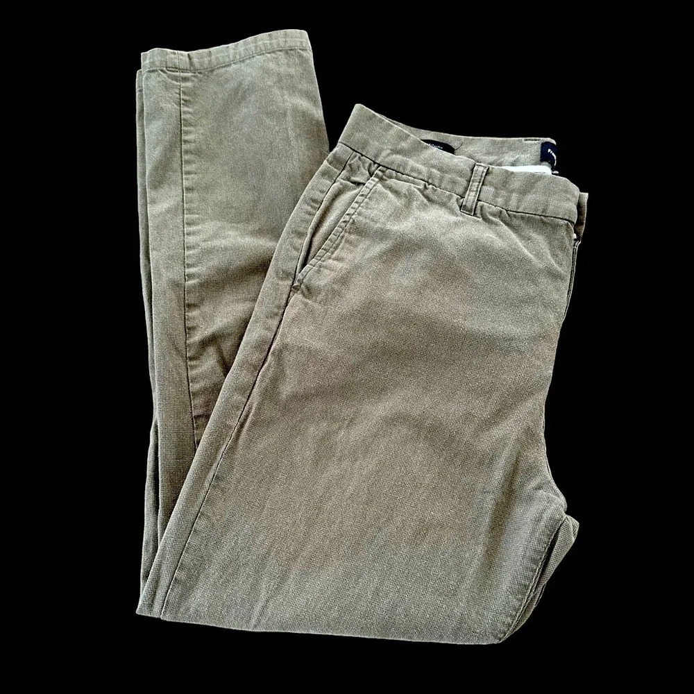 Frank and Oak Mens‎ 32 Waist Olive Green Tapered Leg Stretch Chino Pants Cotton